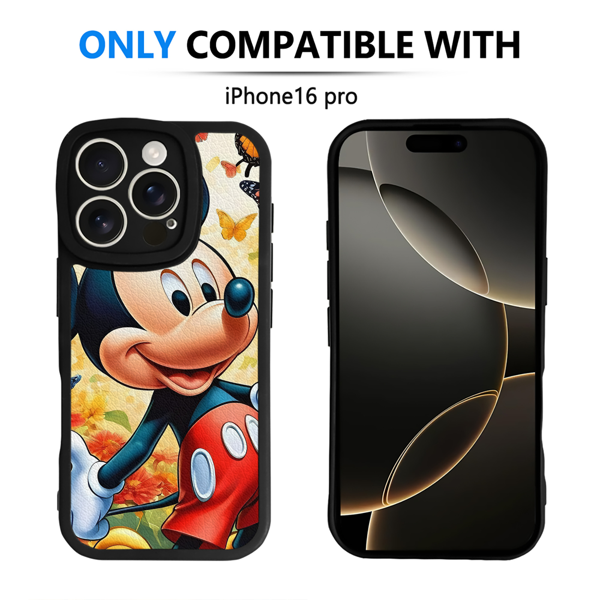（画像用） ミッキーマウス Mickey Mouse 【iPhone 16シリーズ対応】シリコンスマホケース（レザー調） 材質：シリコン